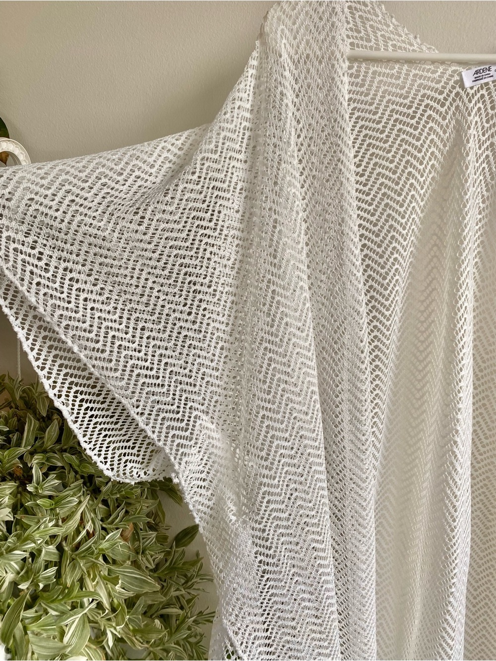 White Crochet Fringe Kimono Cover-Up - Picture 3 of 5